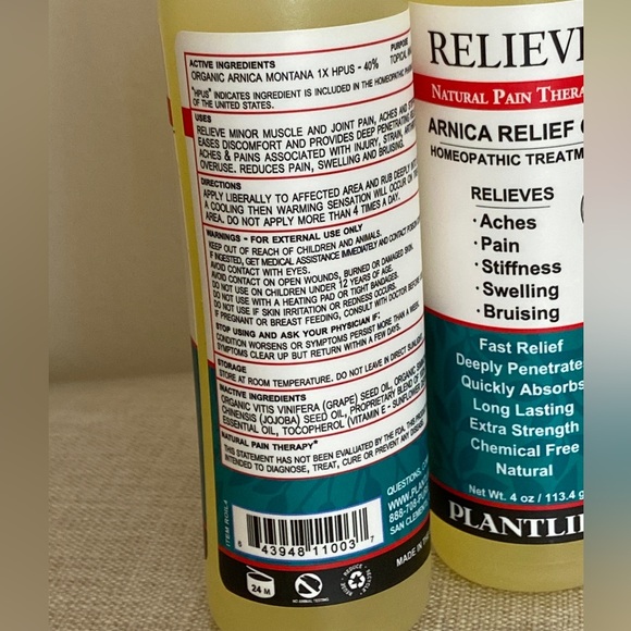 Lot of 2 PlantLife Homeopathic Arnica Relief Oil - 4 oz - Picture 3 of 7